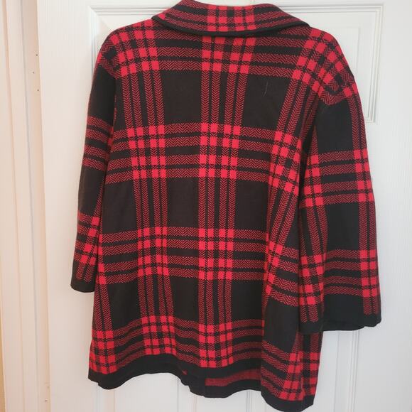 Vintage Hampshire Studios Women 2X Red Black Checkered Jacket Pockets MCM Style - Picture 10 of 11